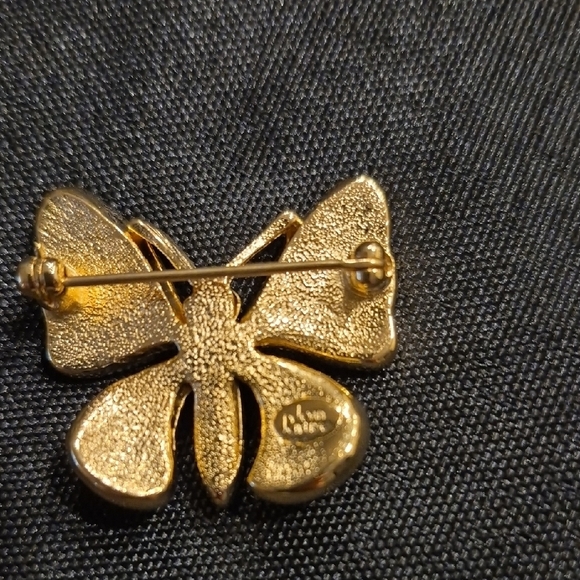 Vintage Joan Rivers Butterfly Brooch with Orange and Purple Enamel And Crystals - Picture 3 of 4